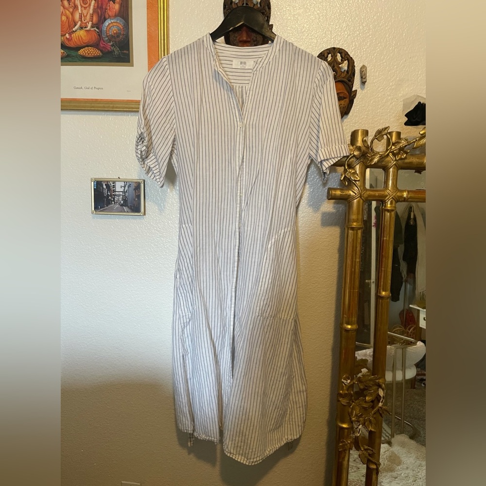 Uniqlo pin stripped dress with waist tie and pockets :)